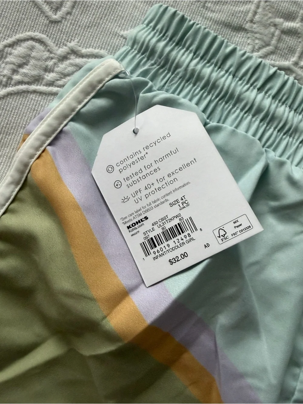 Boys swim 4T new Mint Colorblock & Red Multi-Stripe swim Shorts (2-Pack)